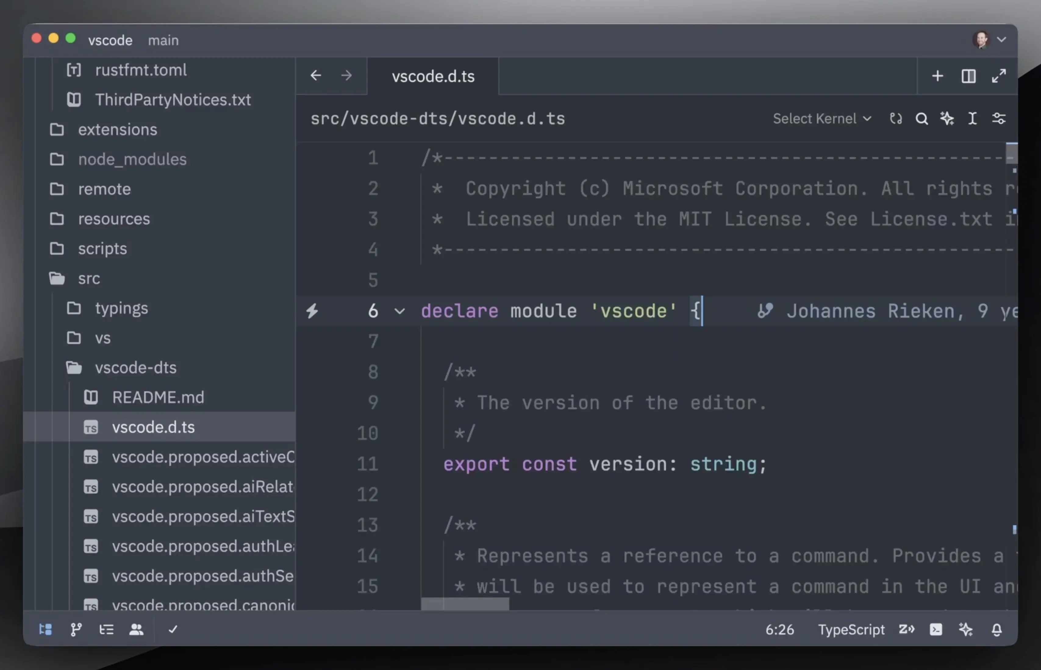 Zed editor showing Git support.