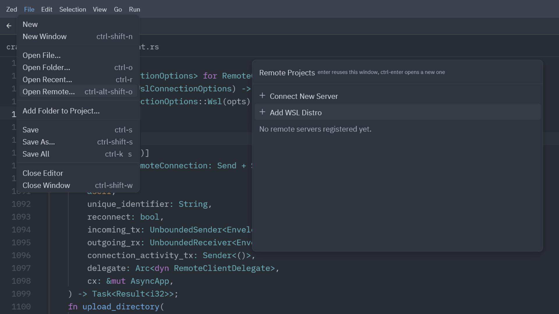 Zed's direct integration with WSL