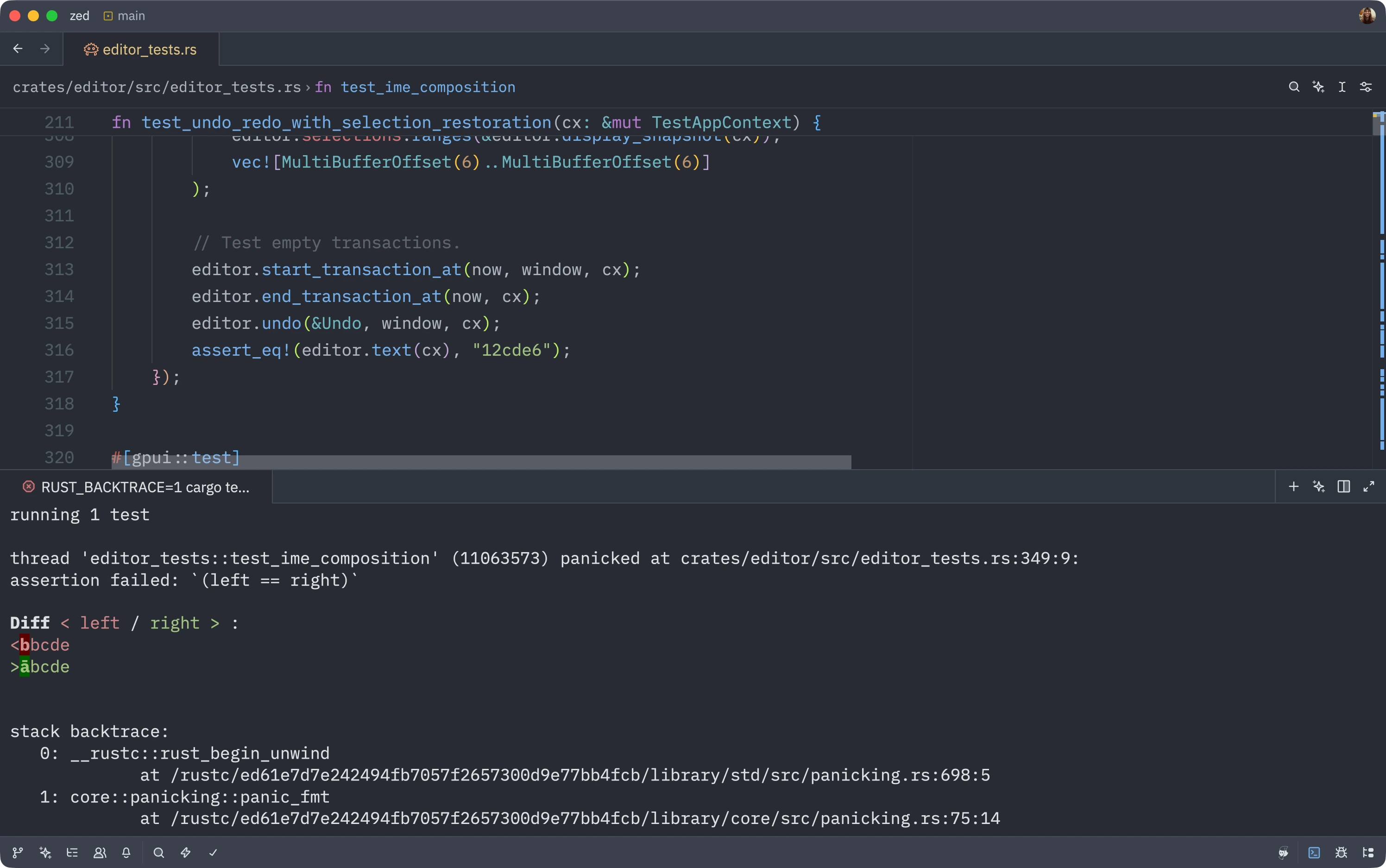 Running a task with the RUST_BACKTRACE=1 addition