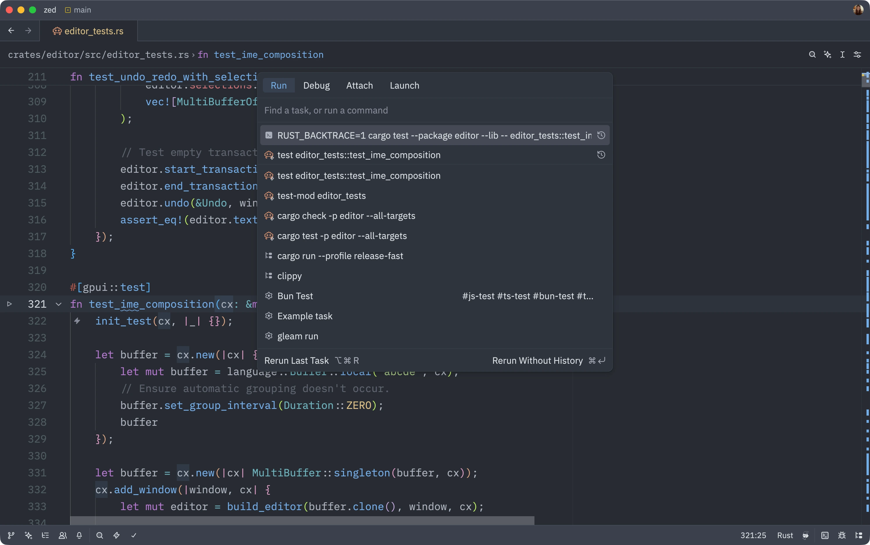 Task modal showing the modified task saved in history