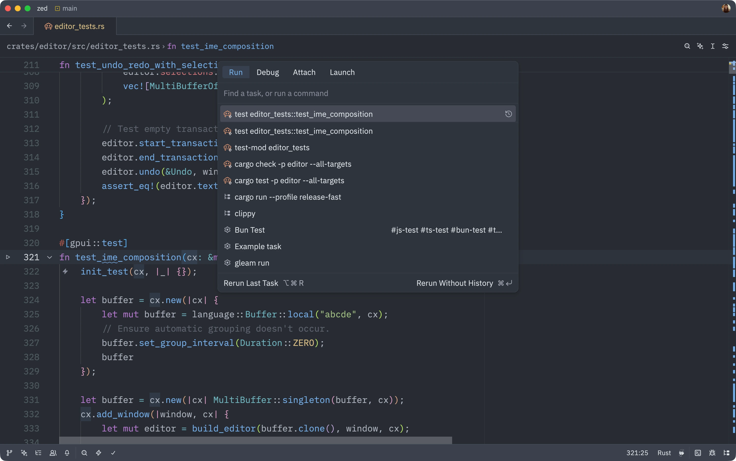 Task modal showing available tasks
