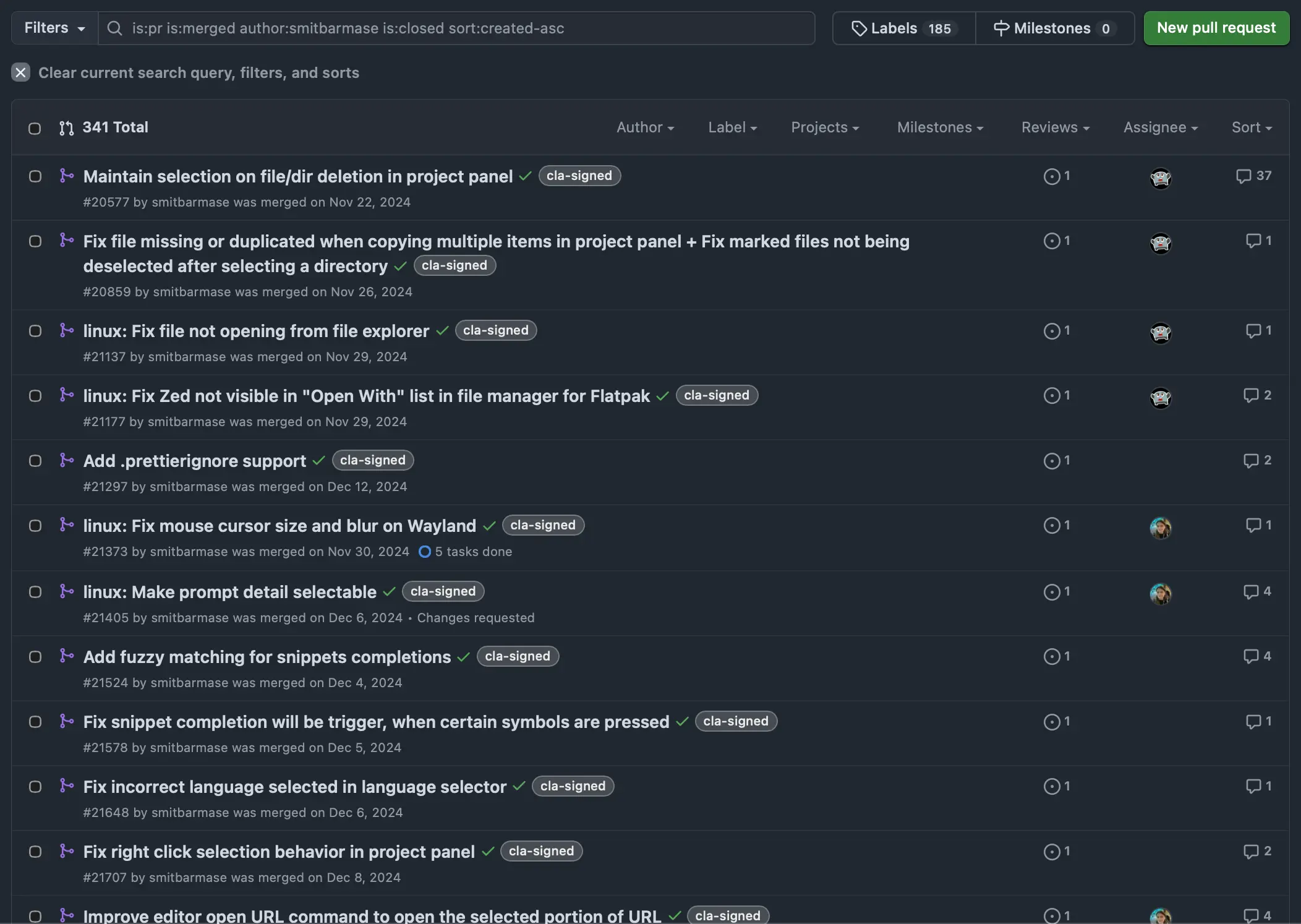 Smit's Zed pull requests