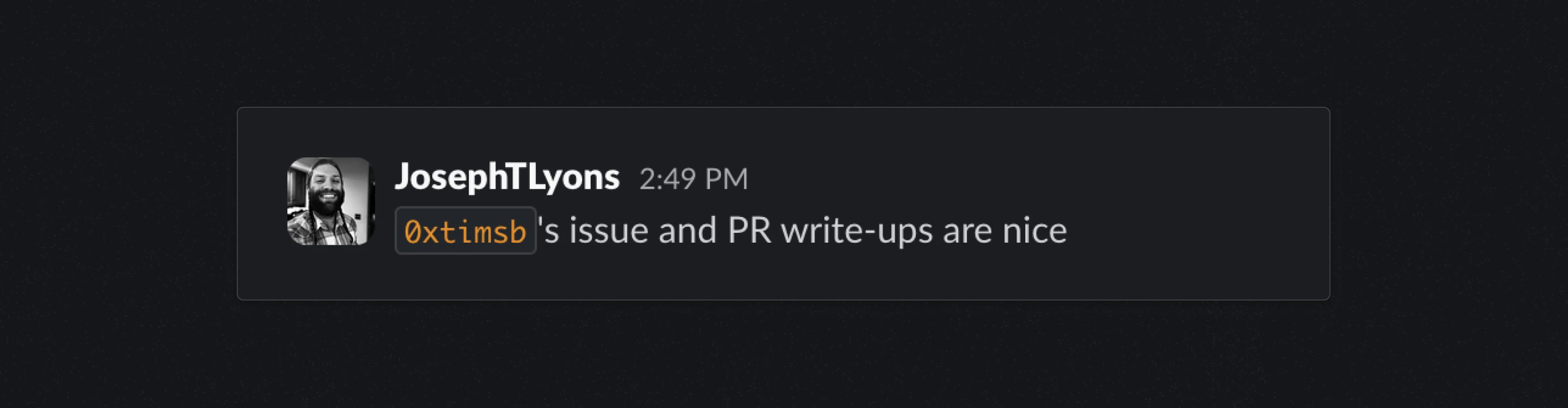 0xtimsb's issue and PR write-ups are nice