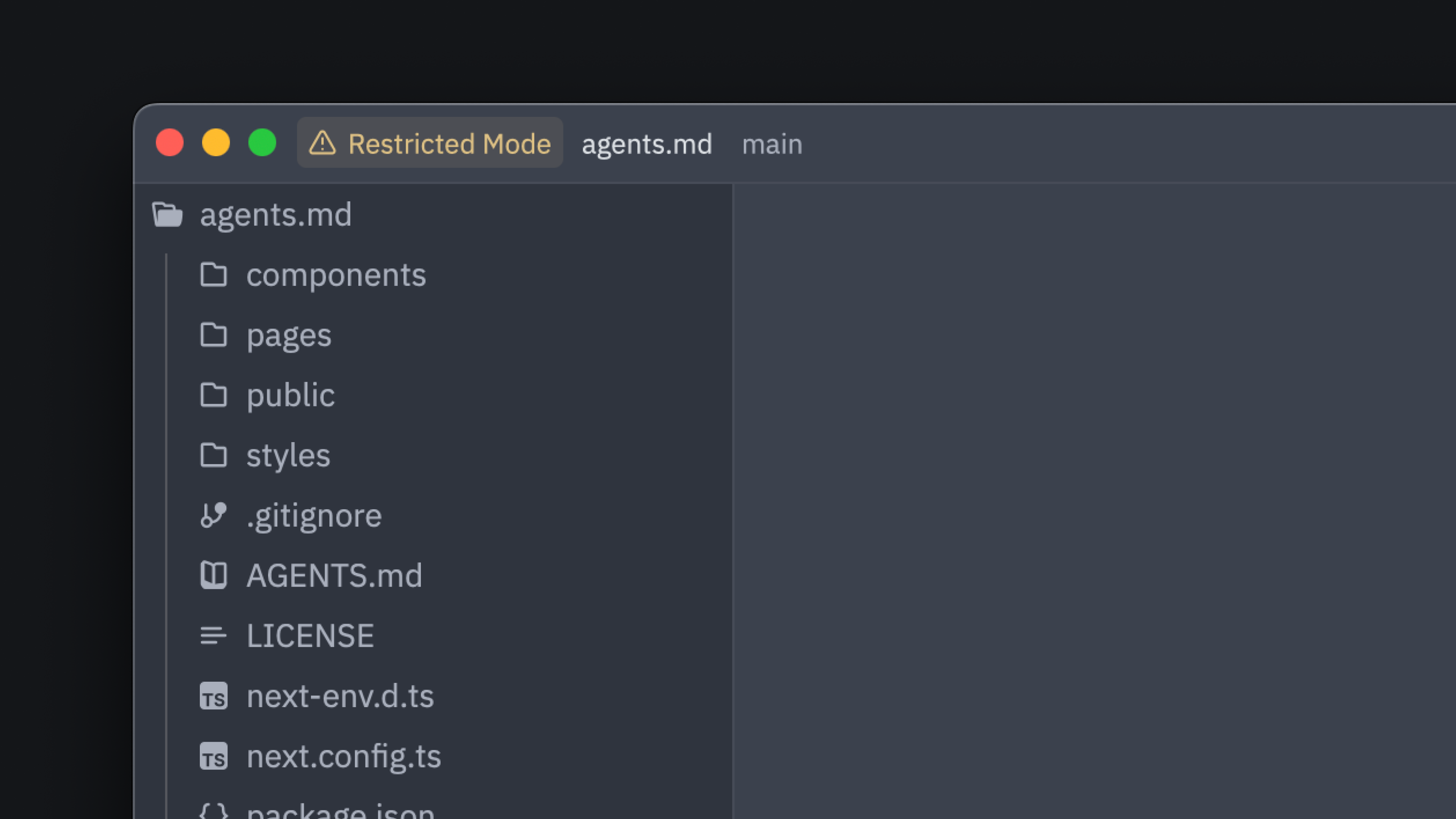 The "Restricted Mode" tag in Zed's titlebar.