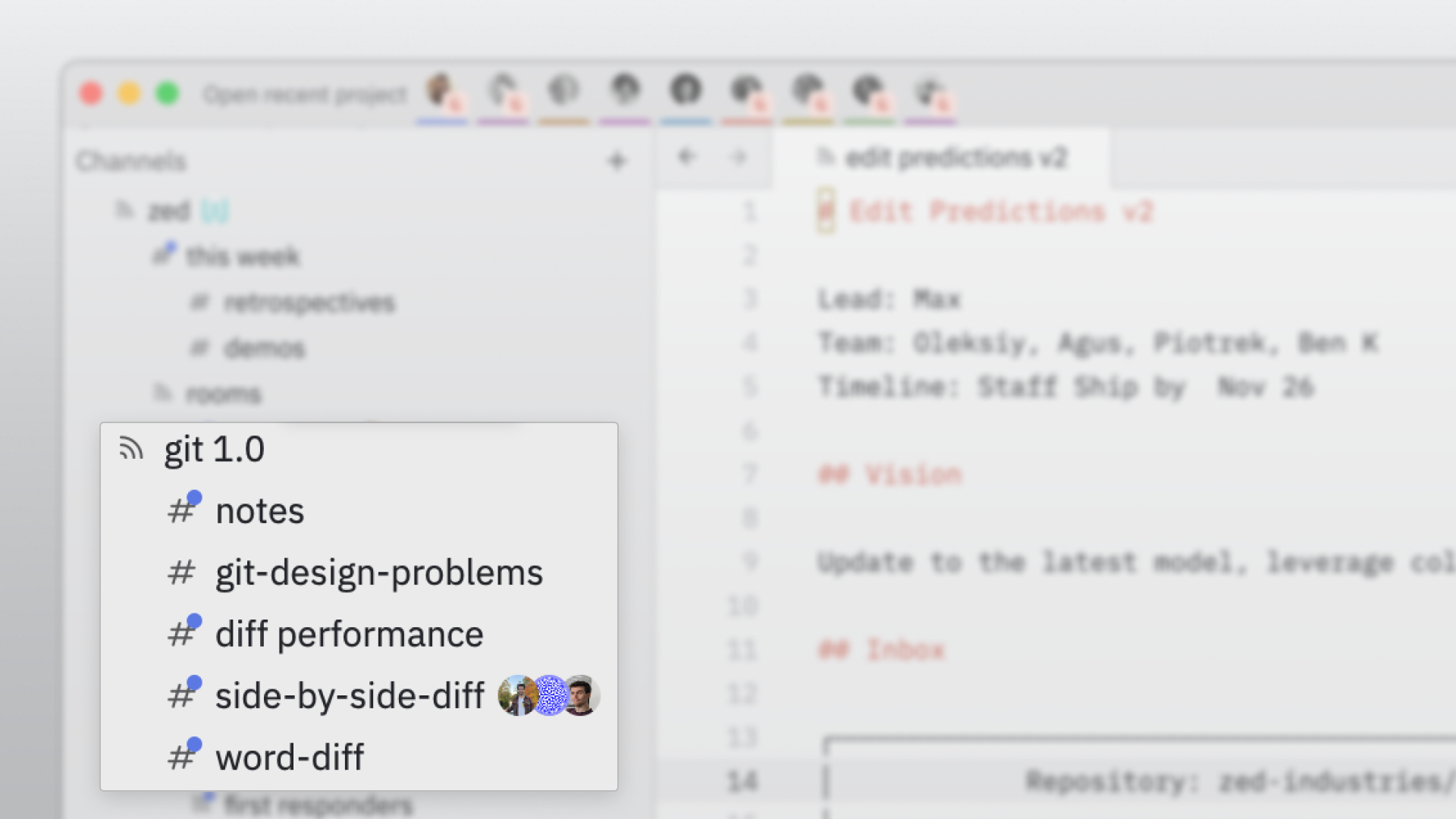 The git 1.0 channel and its subchannels